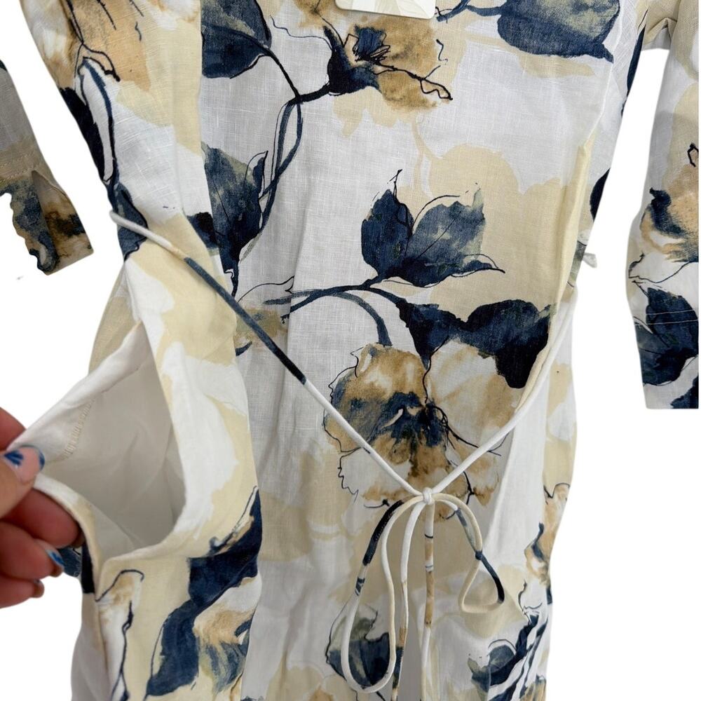 Tommy Bahama White Beleza Blossom 3/4 Sleeves Linen Shift Dress Size S - Picture 8 of 12